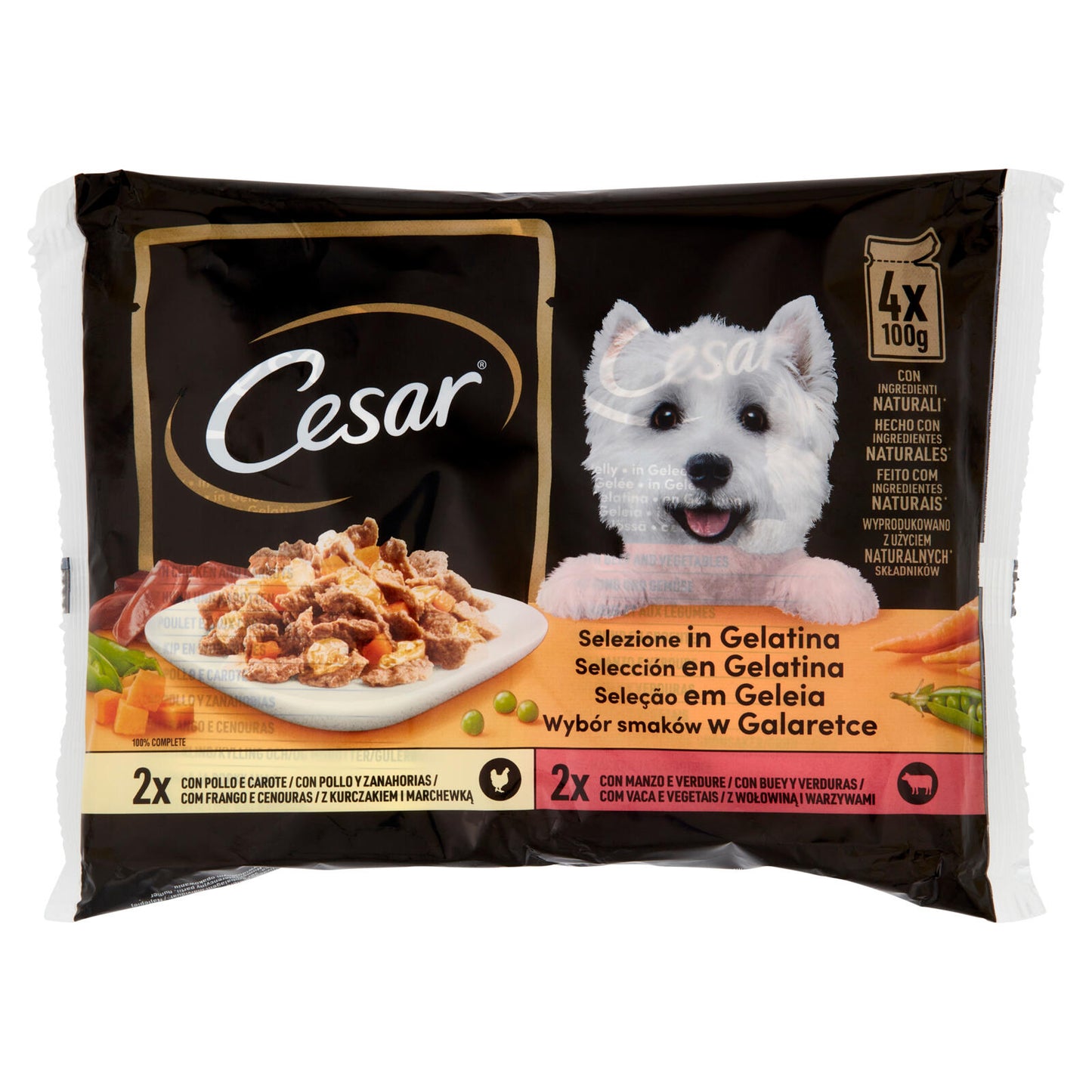 Cesar Cibo Umido Cane in Buste Selezione in Gelatina 4 x 100 g (25521759)