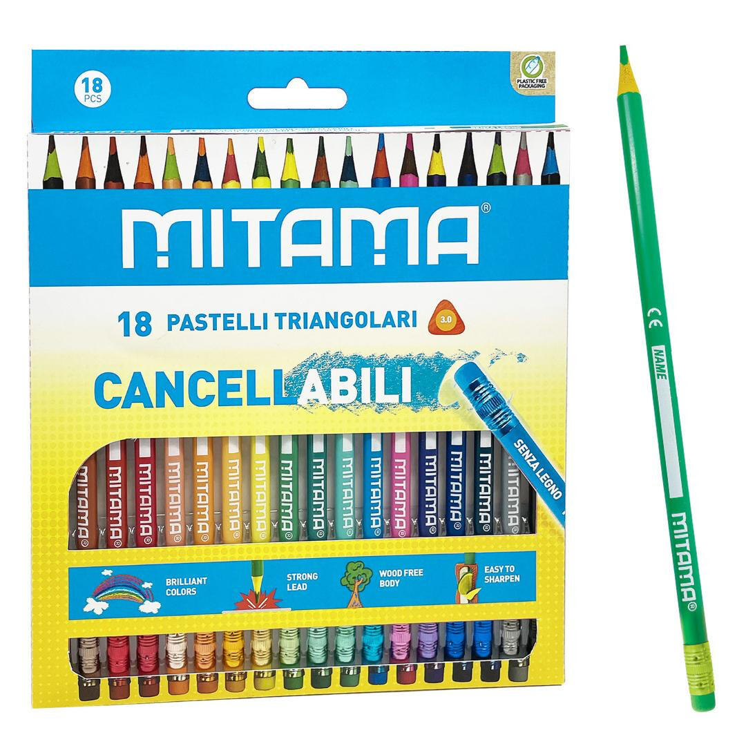 Mitama Pastelli Cancellabili Triangolari. Laccati, mina 2.8, c/Gomma, in Pet Box 18 pz (25562108)