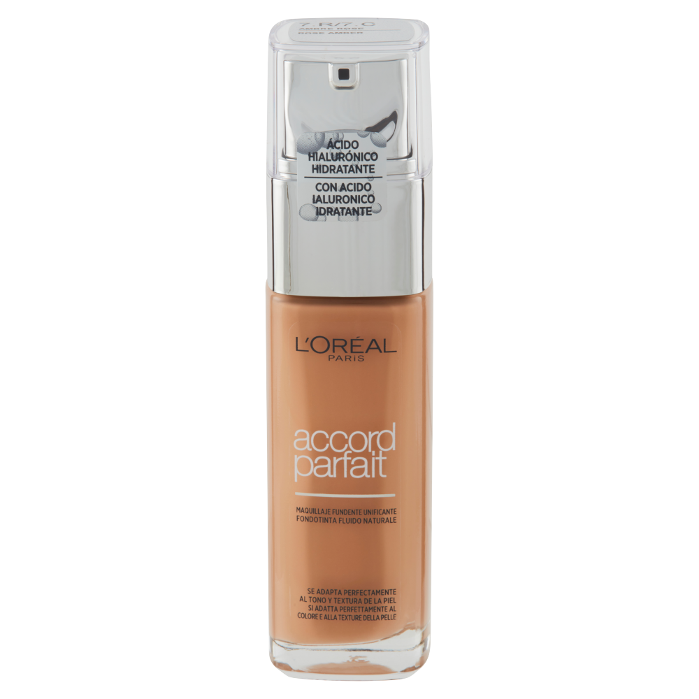 L'Oréal Paris Accord Parfait, Fondotinta Liquido Arricchito con Acido Ialuronico 7.R/7.C AmbreRosé (25531664)