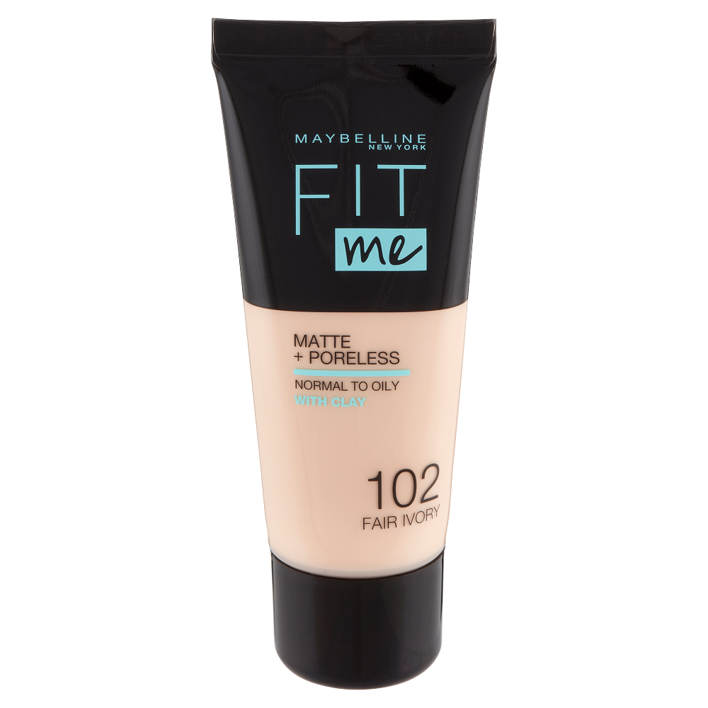 Maybelline New York Fondotinta Fit Me Matte&Poreless, Finish Opacizzante, 102 Fair Ivory (25558880)