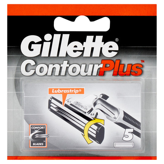 Gillette Lamette di Ricambio per Rasoio da Uomo Contour Plus, 5 Ricariche (25530538)
