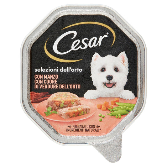 Cesar Selezioni dell'Orto Cibo Umido Cane in Vaschetta con Manzo e Cuore di Verdure dell'Orto 150 g (25522102)