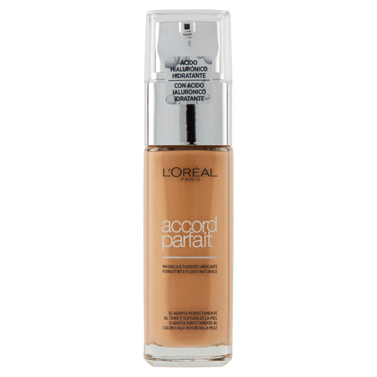 L'Oréal Paris Accord Parfait Fondotinta Liquido Arricchito con Acido Ialuronico 4.D/4.W Naturel Doré (25531645)