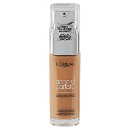L'Oréal Paris Accord Parfait Fondotinta Liquido Arricchito con Acido Ialuronico 4.D/4.W Naturel Doré (25531646)