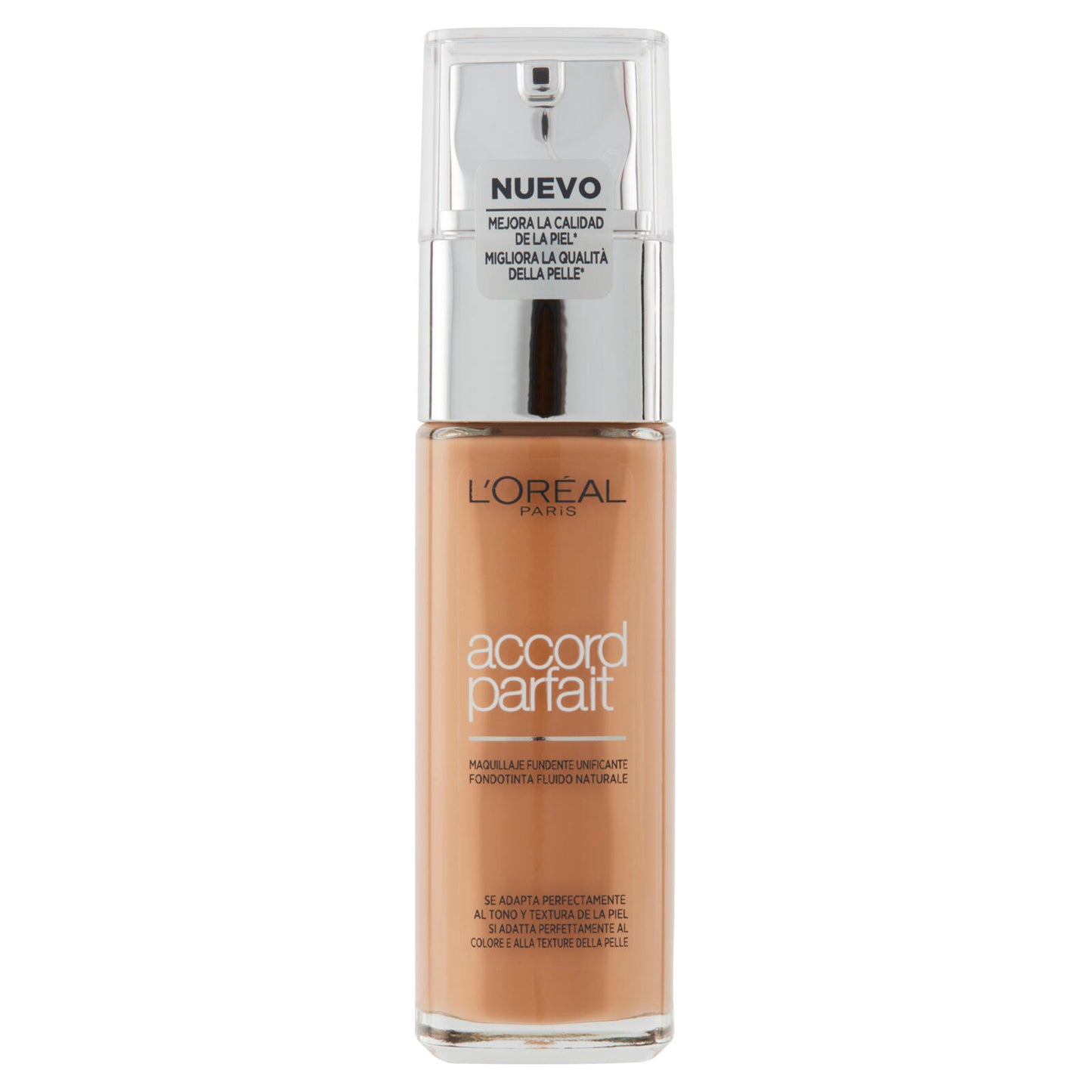 L'Oréal Paris Accord Parfait Fondotinta Liquido Arricchito con Acido Ialuronico 7.D/7.W Ambre Doré (25531647)