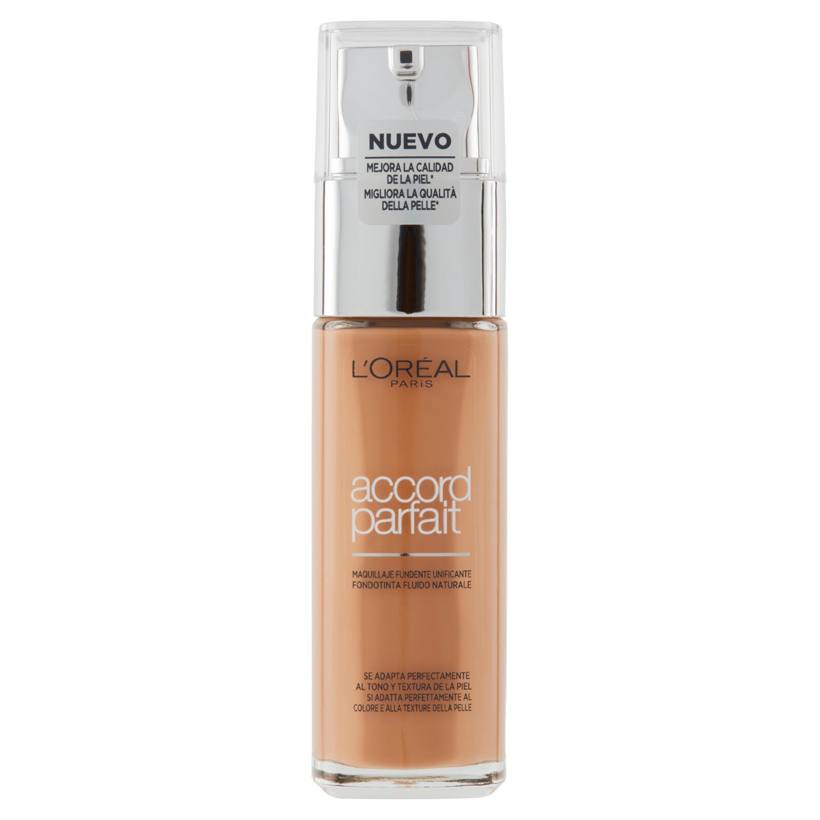 L'Oréal Paris Accord Parfait Fondotinta Liquido Arricchito con Acido Ialuronico 7.D/7.W Ambre Doré (25531647)
