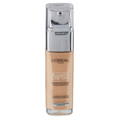 L'Oréal Paris Accord Parfait, Fondotinta Liquido con Acido Ialuronico, 2.D/2.W Amande Doré, 30 ml (25531670)