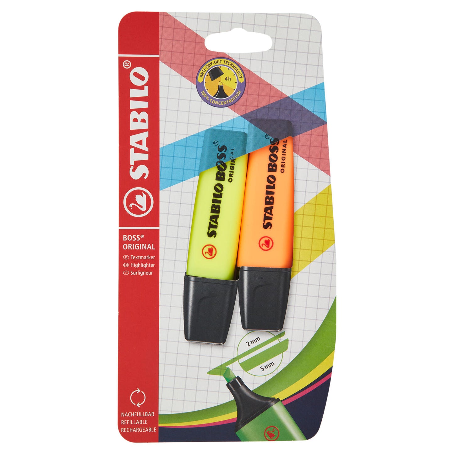 STABILO Boss Original evidenziatore giallo/arancione - blister da 2 pz. (25608022)