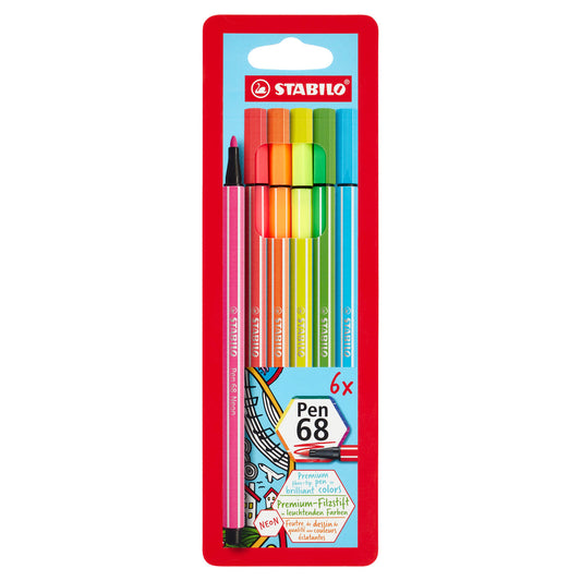 STABILO Pen 68 pennarello - astuccio da 6 pz. fluo (25608201)