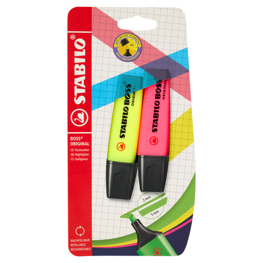 STABILO Boss Original evidenziatore giallo/rosa - blister da 2 pz. (25608028)