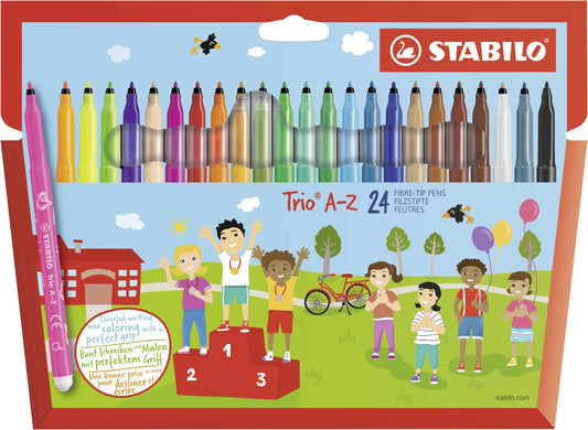 Pennarello a punta fine e fusto triangolare - STABILO Trio A-Z - Astuccio da 24 - Colori assortiti (25572569)