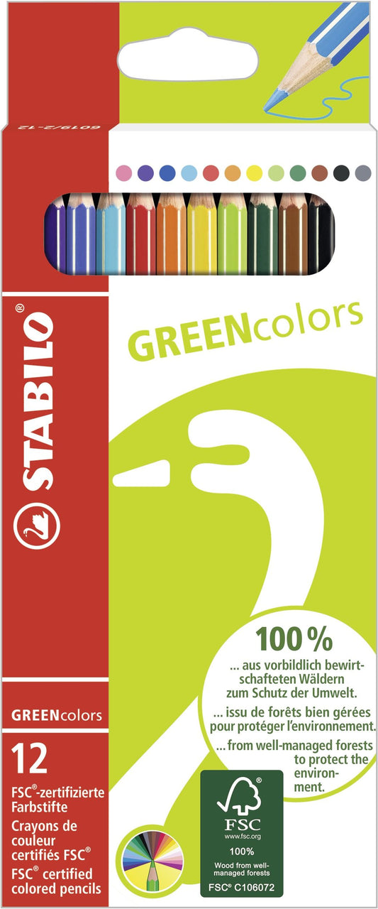 Matita colorata Ecosostenibile - STABILO GREENcolors - Astuccio da 12 - Colori assortiti (25534764)