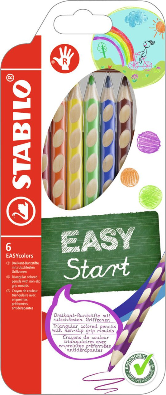 Matita colorata Ergonomica - STABILO EASYcolors - per Destrimani - Astuccio da 6 - Colori assortiti (25534786)