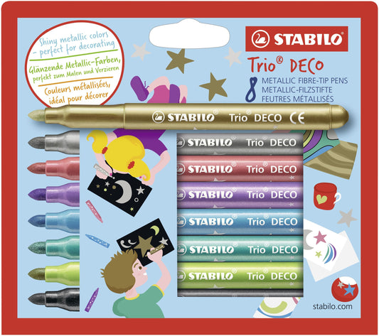 Pennarello metallizzato con punta XL - STABILO Trio DECO - Astuccio da 8 - Colori assortiti (25572640)