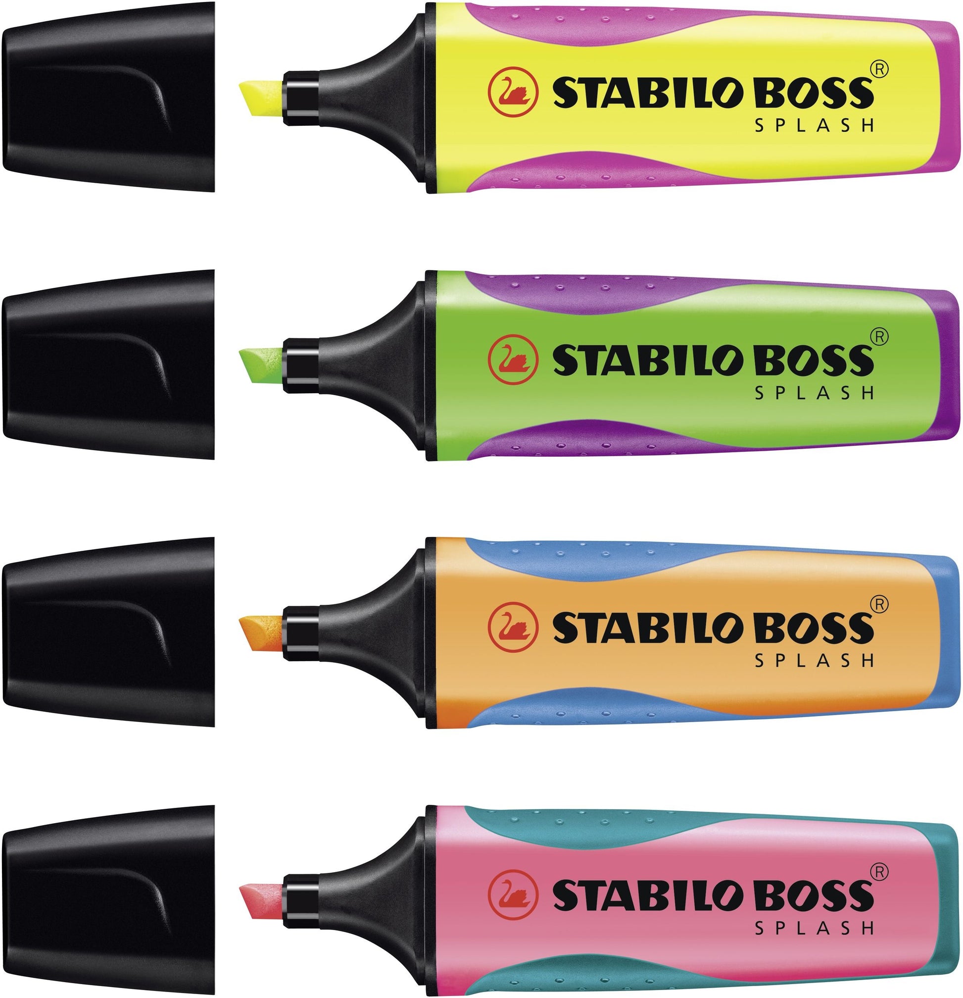 Evidenziatore - STABILO BOSS SPLASH - Astuccio da 4 - Arancione, Verde, Giallo, Rosa (25526859)