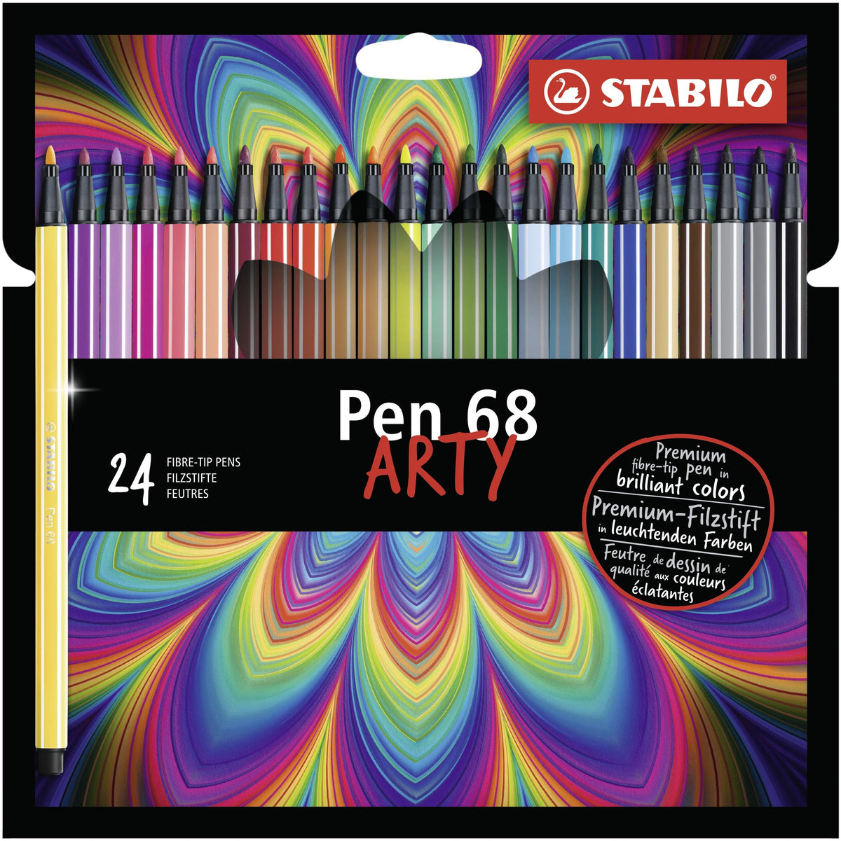 Pennarello Premium - STABILO Pen 68 - ARTY - Astuccio da 24 con appendino - 24 colori assortiti (25572820)