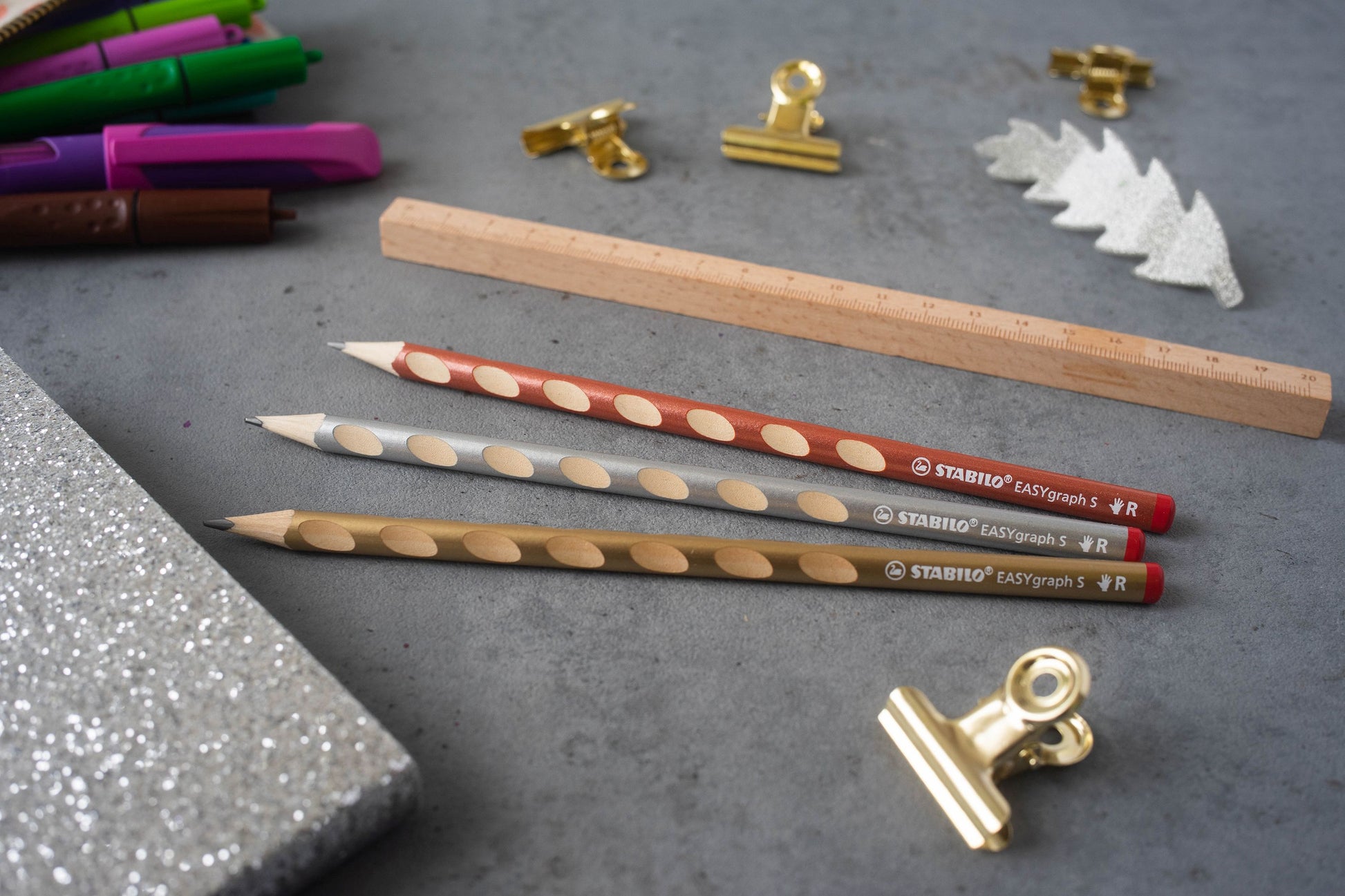 Matita Ergonomica triangolare - STABILO EASYgraph S Metallic per Destrimani in Oro - Confezione da 12 - Gradazione HB
 (25545069)