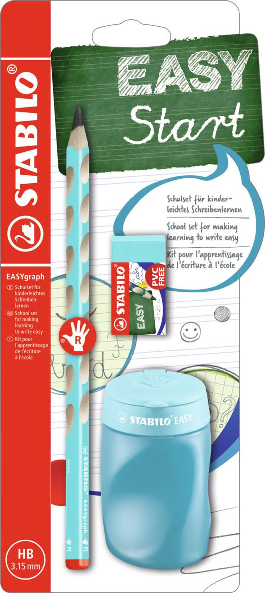 School Set - STABILO EASYgraph in Blu per Destrimani - con Gomma + Temperino (25591407)