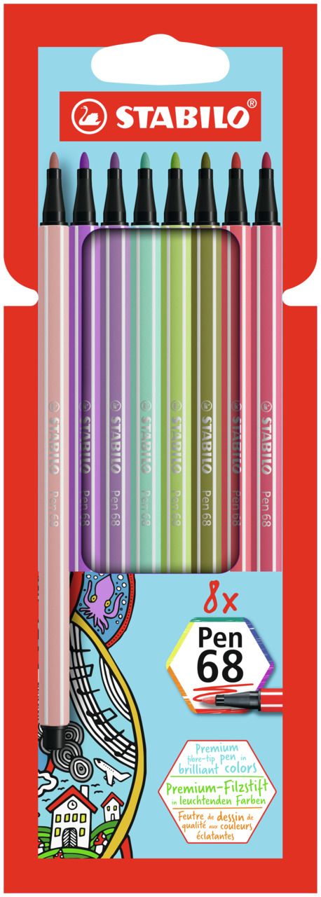 Pennarello Premium - STABILO Pen 68 - New Shades - Astuccio da 8 - Colori assortiti (25573696)