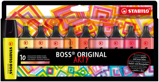 Evidenziatore - STABILO BOSS ORIGINAL - ARTY - Warm Colors - Astuccio da 10 - Colori assortiti (25526611)
