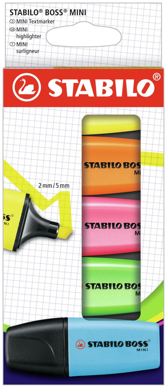 Evidenziatore - STABILO BOSS MINI - Astuccio da 5 - Colori assortiti (25526437)