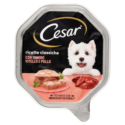 Cesar Ricette Classiche Cibo Umido Cane in Vaschetta con Tenero Vitello e Pollo 150 g (25522091)