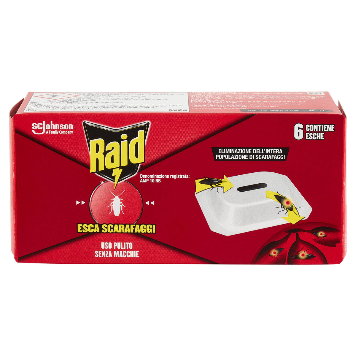 Raid Esca Scarafaggi Insetticida, Inodore, Pronta all'Uso in Spazi Interni ed Esterni, 6 pezzi (25583501)
