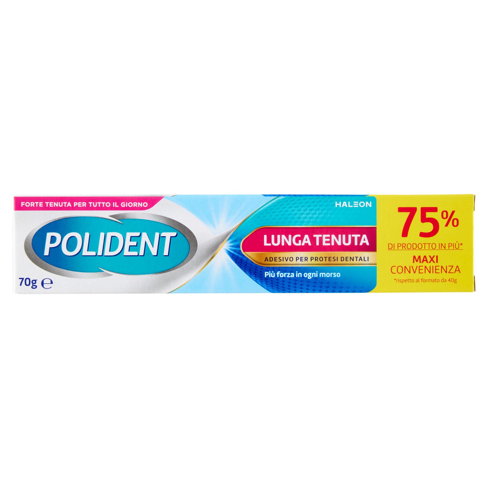 Polident Lunga Tenuta, Adesivo per Protesi Dentale, 12 Ore di Tenuta, Gusto Menta Delicata, 70 g (25580020)
