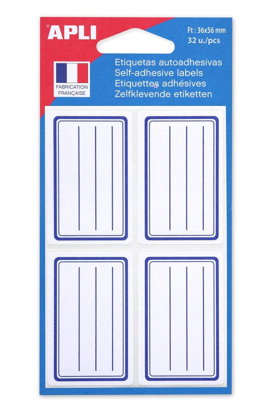 Agipa 111977 Etichette per libri, Bianco/Blu, 36 X 56 mm, a righe (25519294)