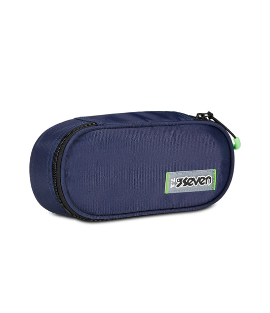 SEVEN Portapenne Scuola Round Plus, Blu, Freethink, Bustina Ovale Con Tasca Interna ed Elastici Porta Penne, Accessori Zaino, Elementari, Medie, Superiori, Ragazzo Ragazza (25581271)
