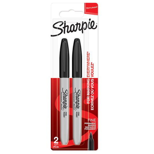 SHARPIE Pennarelli Indelebili, Punta Fine, Confezione da 2, Nero (25602834)