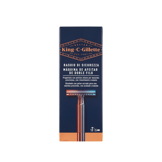 Gillette - Rasoio di Sicurezza Uomo Manico + 5 Lame di Ricambio - Per rifinitura basette e contorno barba (25530527)