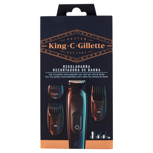 King C. Gillette Kit Regolabarba Tagliacapelli + 3 Pettini Regolatori Lunghezza Intercambiabili (25531468)