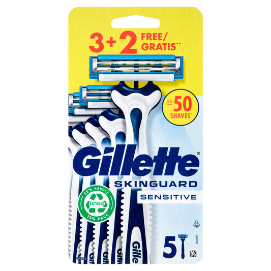 Gillette SkinGuard Sensitive Rasoio da Uomo Usa e Getta ,3 Rasoi + 2 Gratis (25530582)