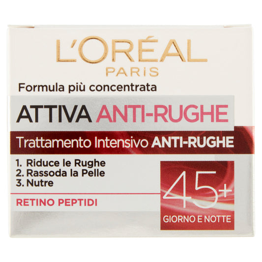 L'Oréal Paris Attiva Anti-Rughe Crema Viso 45+, Trattamento Intensivo Anti-rughe, 50 ml (25531699)