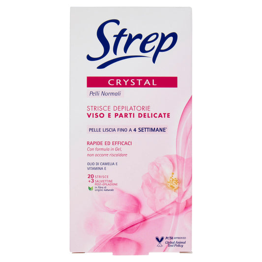 Strep Crystal Strisce Depilatorie Viso e Parti Delicate 20 Strisce + 4 Salviettine (25608511)