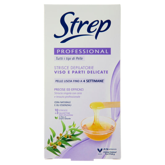 Strep Professional Strisce Depilatorie Viso e Parti Delicate 10 Strisce + 3 Salviettine (25608571)