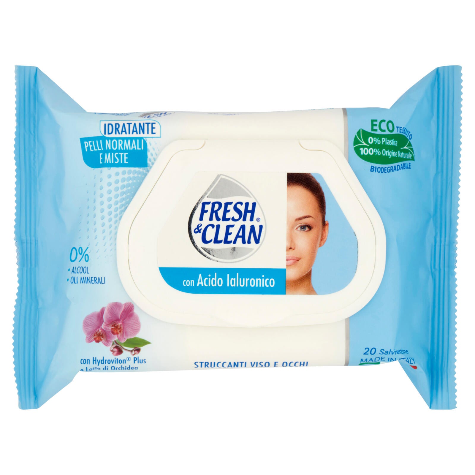 Fresh & Clean con Acido Ialuronico Salviettine Struccanti Pelli Normali e Miste 20 pz (25529876)