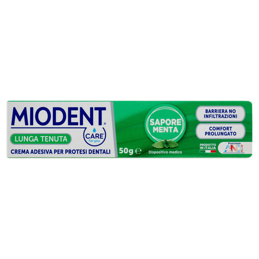 Miodent Care for you Lunga Tenuta Crema Adesiva per Protesi Dentali Sapore Menta 50 g (25562025)