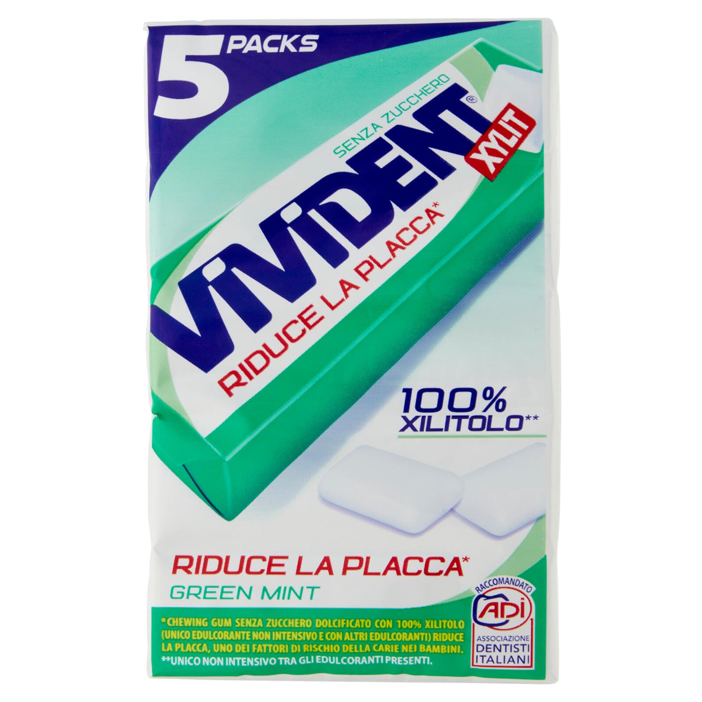 Vivident Xylit Green Mint 5 Packs 67,5 g (25613622)