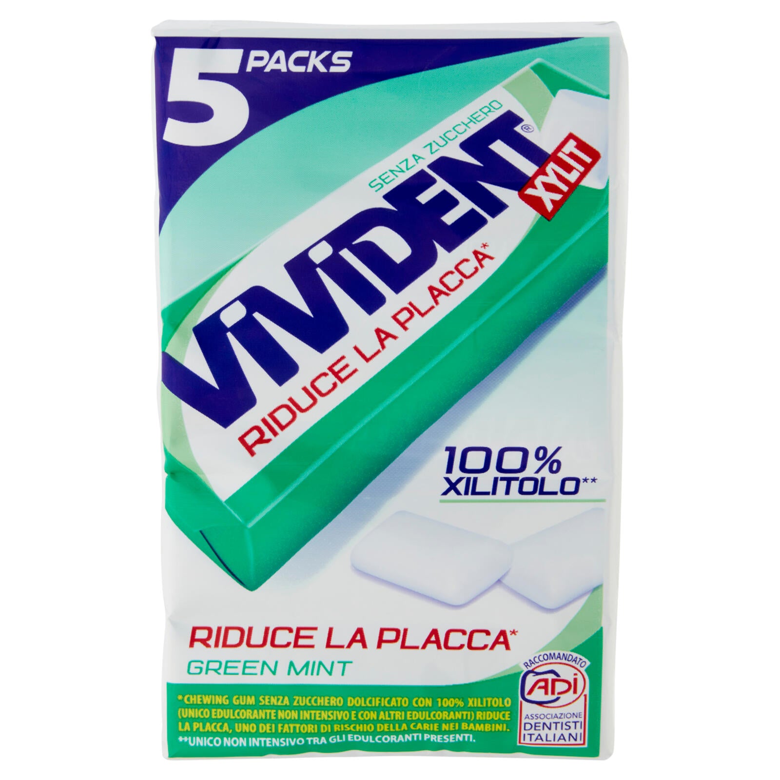 Vivident Xylit Green Mint 5 Packs 67,5 g (25613623)