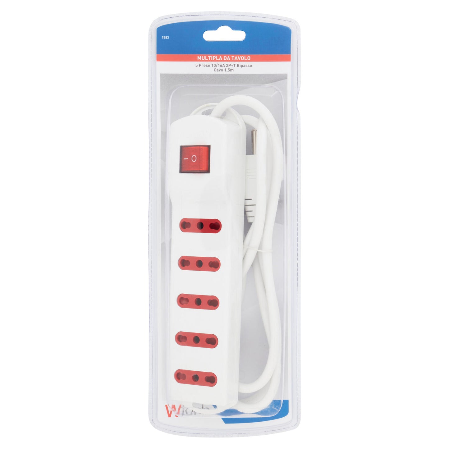 Wtech Multipla da Tavolo 5 Prese 10/16A 2P+T Bipasso Cavo 1,5m (25614047)