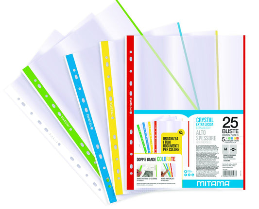 Mitama Buste Forate, Bordo Colorato Crystal Alto Spessore, PP, formato  23,5x30, conf.25 pz (25562095)