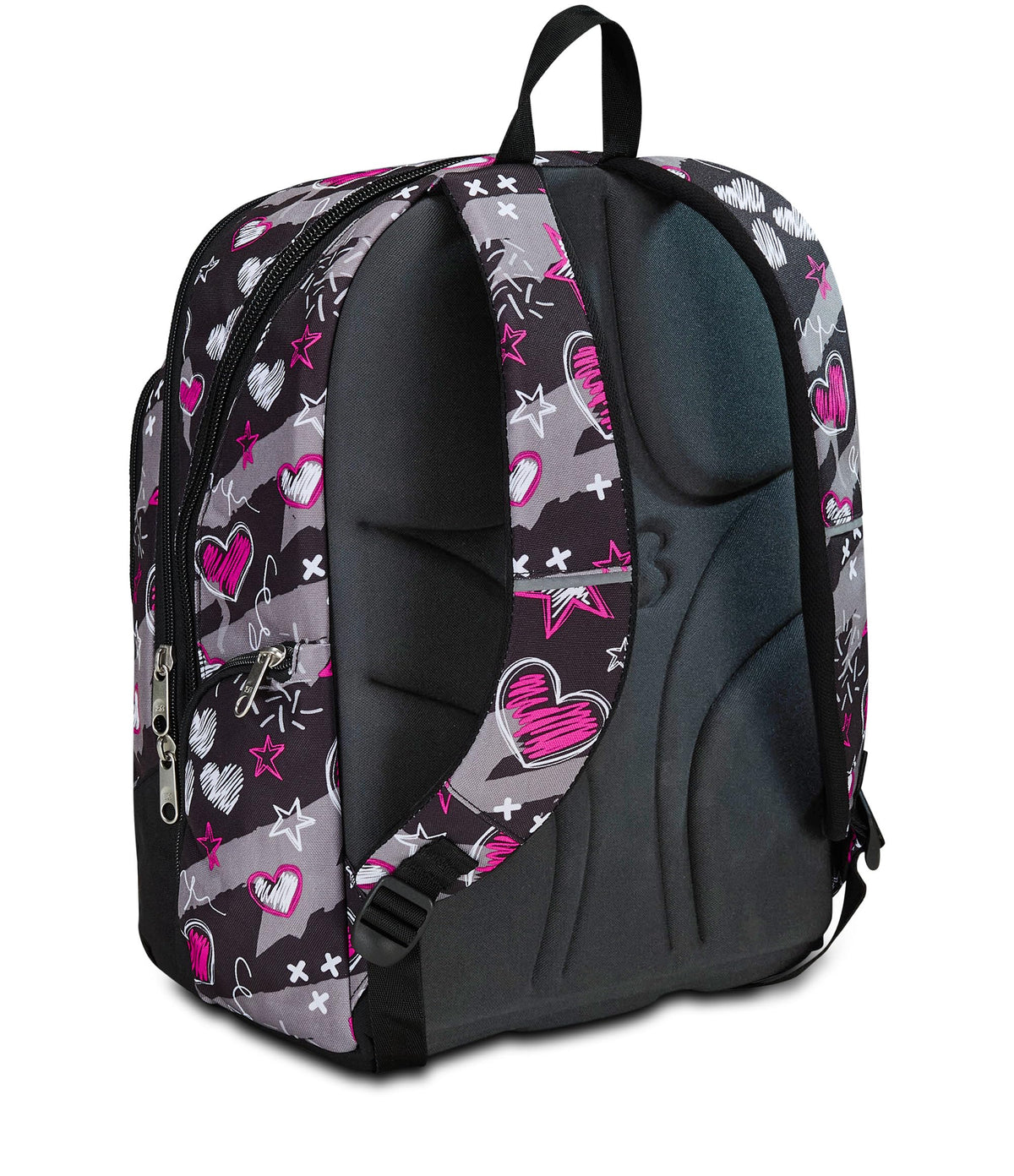 SEVEN Zaino Scuola Advanced, Nero Fucsia, Draft Heart, Zaino Doppio Scomparto Con Tasca Porta PC o Tablet, Tasca Porta Borraccia e Organizer, Zaino Scuole Medie e Superiori, Bambina Ragazza (25598825)