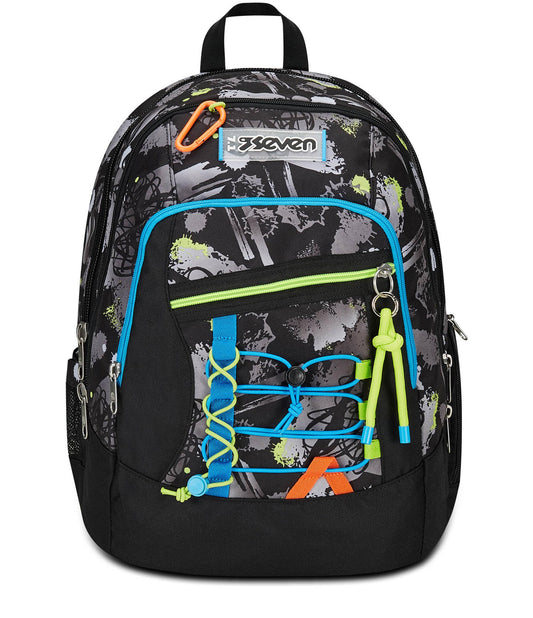 SEVEN Zaino Scuola Advanced, Nero Grigio, Feeling Me, Zaino Doppio Scomparto Con Tasca Porta PC o Tablet, Tasca Porta Borraccia e Organizer, Zaino Scuole Medie e Superiori, Bambino Ragazzo (25599224)