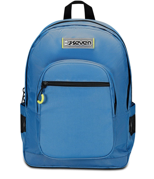 SEVEN Zaino Scuola Freethink, Azzurro, Unisex, Zaino Doppio Scomparto Con Supporto USB, Tasca Porta PC o Tablet e Tasca Porta Borraccia, Zaino Medie e Superiori (25600696)