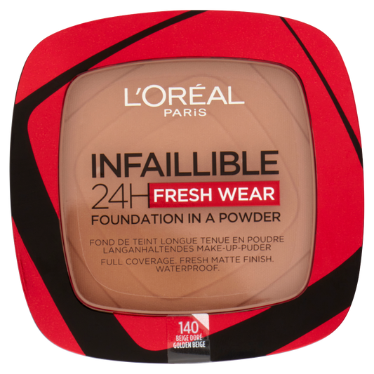 L'Oréal Paris Fondotinta compatto Infaillible 24H Fresh Wear, 140 Beige Doré/Golden Beige (25531848)