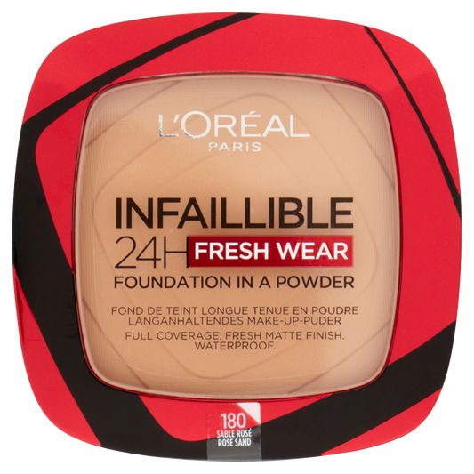 L'Oréal Paris Fondotinta compatto Infaillible 24H Fresh Wear, 180 Sable Rosé/Rose Sand (25531849)