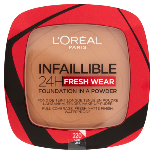 L'Oréal Paris Fondotinta compatto Infaillible 24H Fresh Wear, 220 Sable/Sand (25531850)