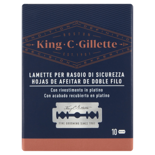 King C. Gillette Lame di Ricambio per Rasoio di Sicurezza da Uomo 10 Ricariche (25531470)